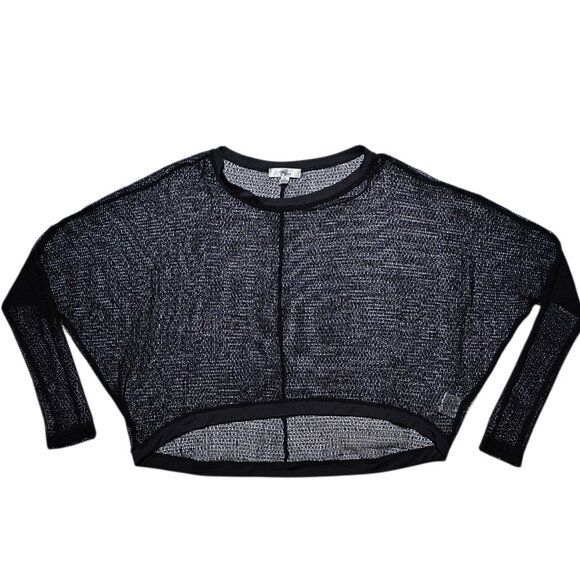 One7Six Elegant Black Mesh Top Sheer Long Sleeve Evening Blouse M - Picture 6 of 10